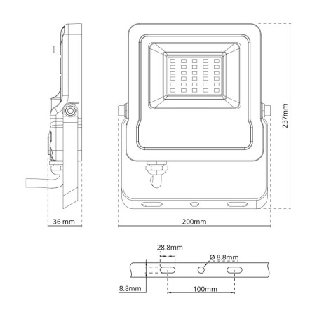 Faro proiettore LED RGB 10/20/50/100W IP65 con Telecomando - Bianco