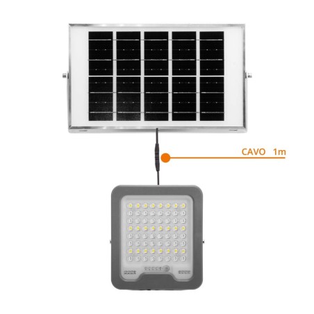 Faro LED Solare 50/100/200/300W IP66, Telecomando Incluso, 1.000/1500/3000/4500 lumen - SERIE PRO